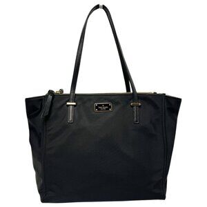 Kate Spade 2 Handle Double Zip Nylon Leather Tote Black